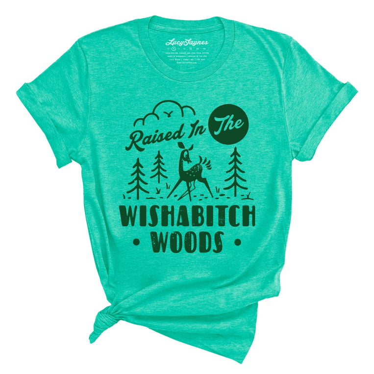 Wishabitch Woods Graphic Tee - Heather Sea Green