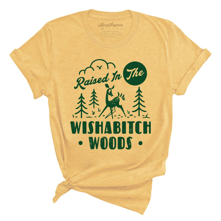 Wishabitch Woods Graphic Tee - Heather Yellow Gold