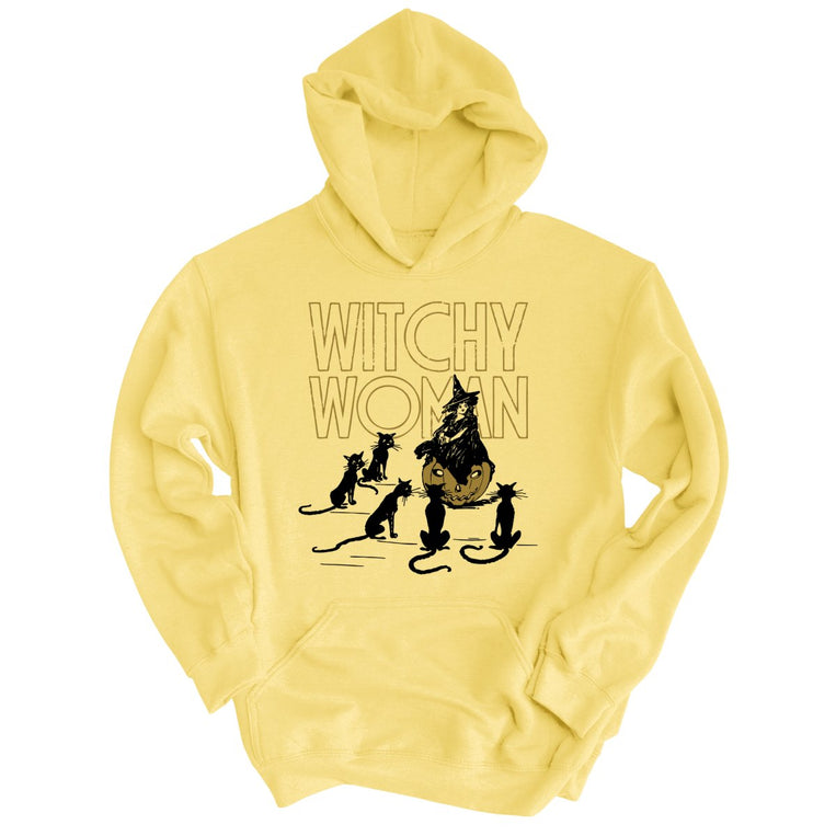 Witchy Woman Graphic Hoodie - Light Yellow