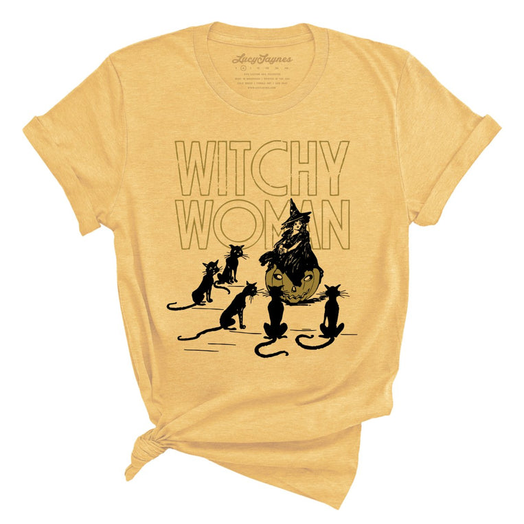 Witchy Woman Graphic Tee - Heather Yellow Gold