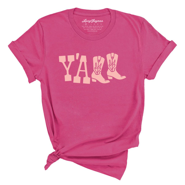 Y'all Boots Graphic Tee - Berry