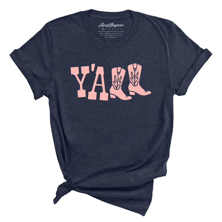 Y'all Boots Graphic Tee - Heather Midnight Navy