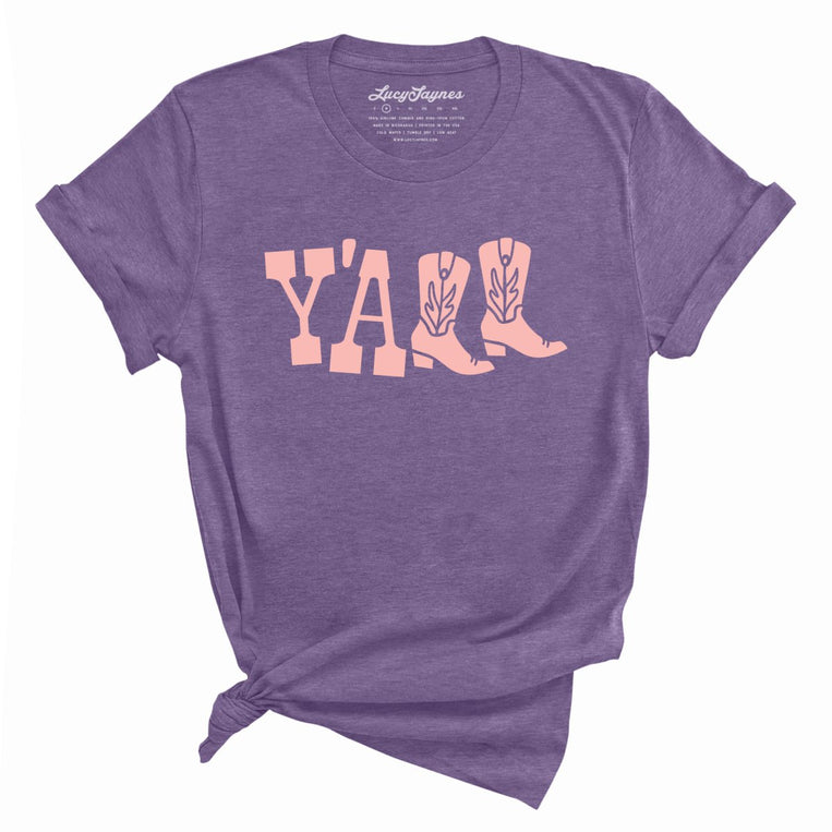 Y'all Boots Graphic Tee - Heather Team Purple