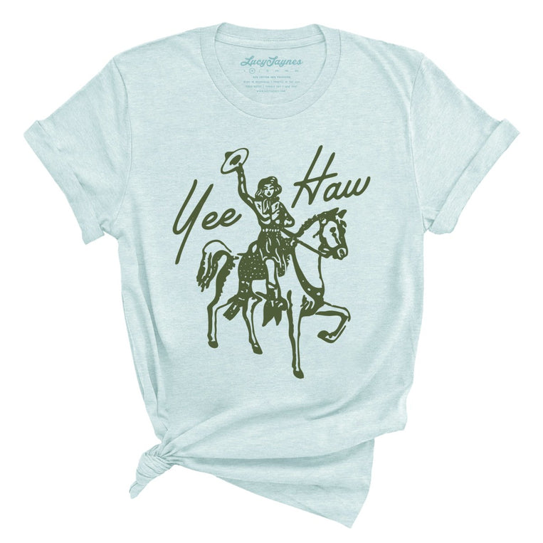 Yee Haw Graphic Tee - Heather Ice Blue