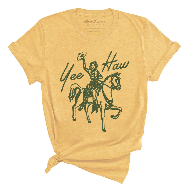 Yee Haw Graphic Tee - Heather Yellow Gold