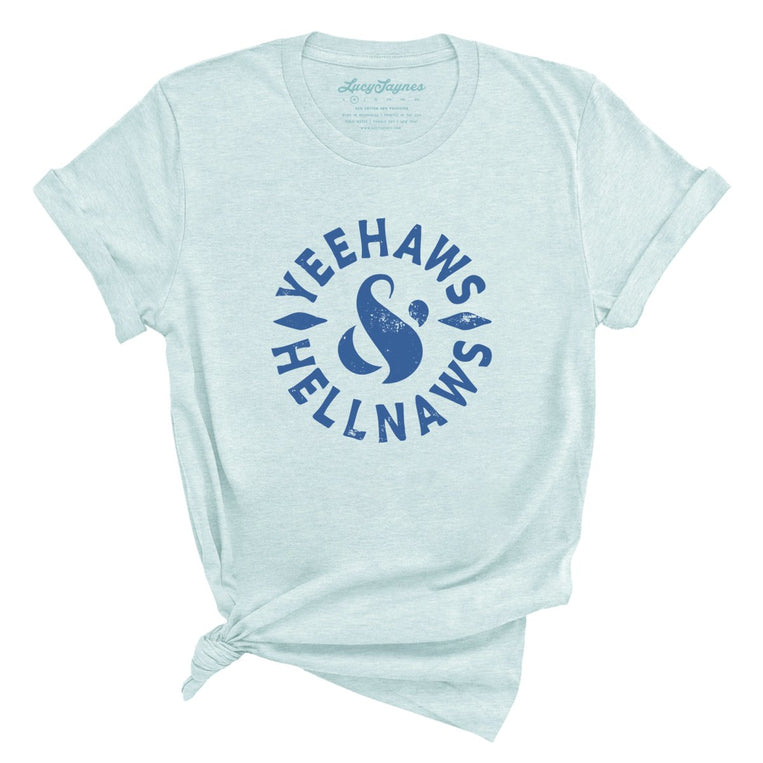 Yeehaws and Hellnaws Graphic Tee - Heather Ice Blue